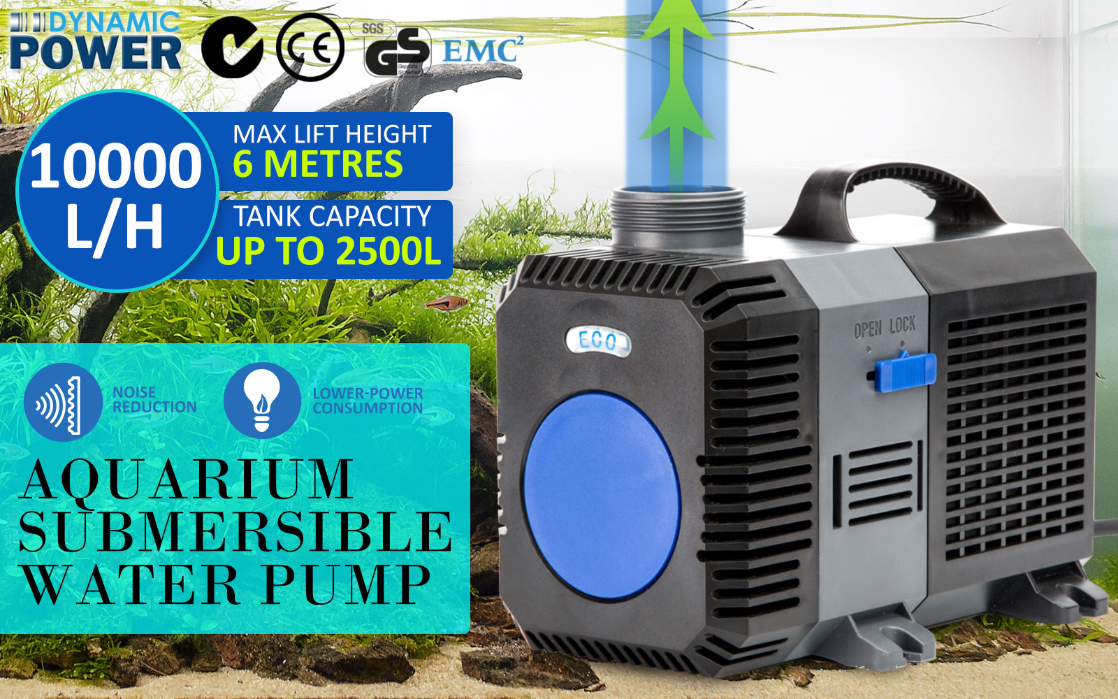 Dynamic Power Aquarium Submersible Pond Water Pump 10000L/H - Image 2