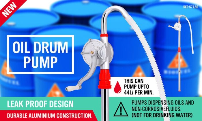 Rotary Drum Pump Aluminium Hand Pump Fuel Oil Petrol 44 Gallon - Image 2