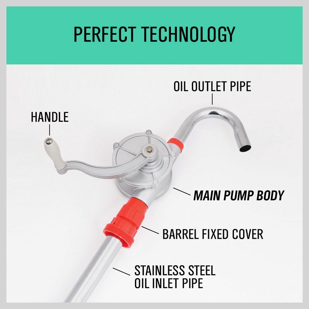 Rotary Drum Pump Aluminium Hand Pump Fuel Oil Petrol 44 Gallon - Image 10