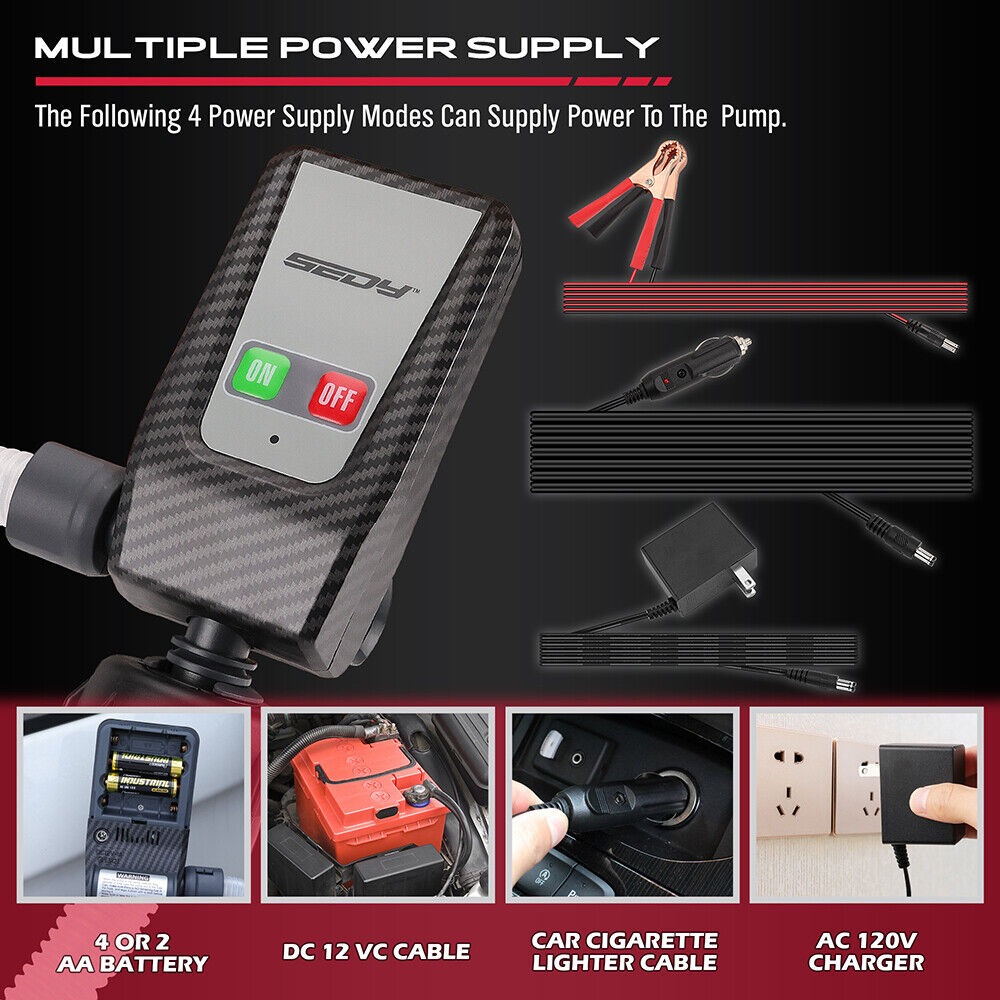 Battery Powered Fuel Transfer Pump Portable Gasoline Hose 16in - Image 9