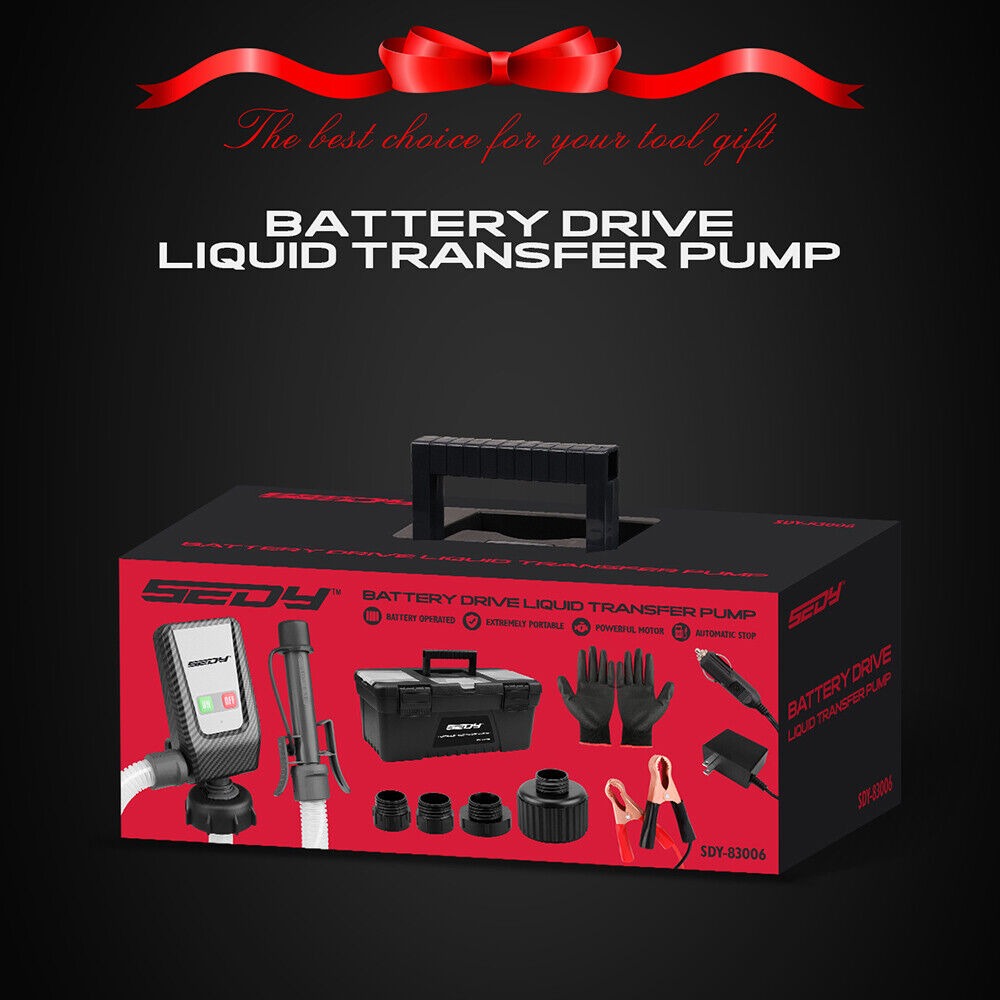 Battery Powered Fuel Transfer Pump Portable Gasoline Hose 16in - Image 3