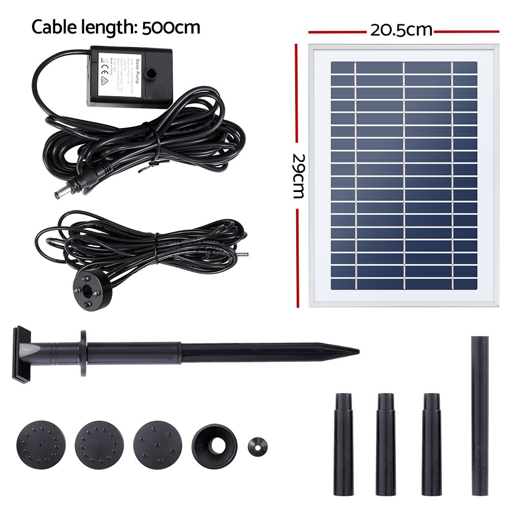 Solar Pond Pump Submersible Water Fountain with Battery LED Lights 250L/H 1.35m Lift - Image 2