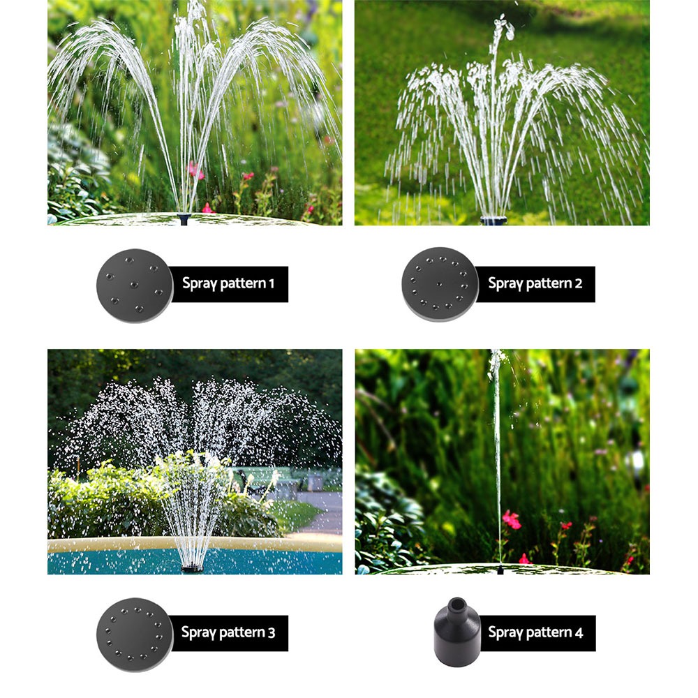 Solar Pond Pump Submersible Water Fountain with Battery LED Lights 250L/H 1.35m Lift - Image 5