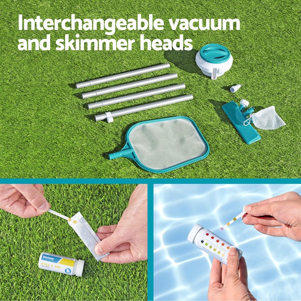 Bestway Pool Cleaning Kit Vacuum Chemical Dispenser Thermometer - Image 3