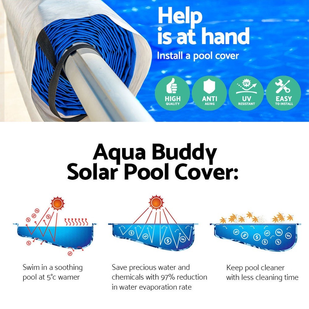 Aqua Buddy 10.5x4.2m Pool Cover 500 Micron Blue with 5.5m Roller - Image 6
