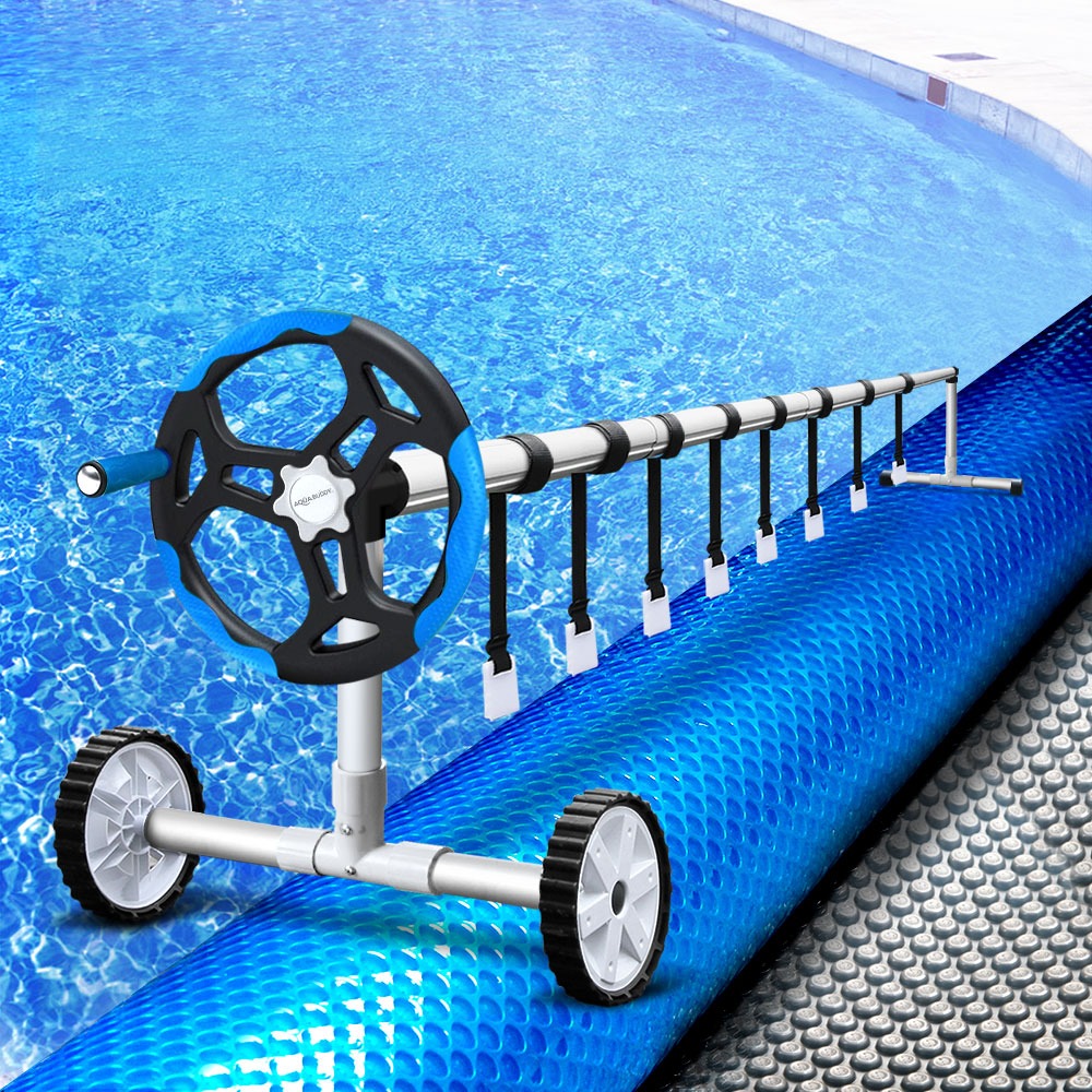 Aqua Buddy 7x4m Pool Cover 500 Micron Silver Blue with 5.5m Roller - Image 3