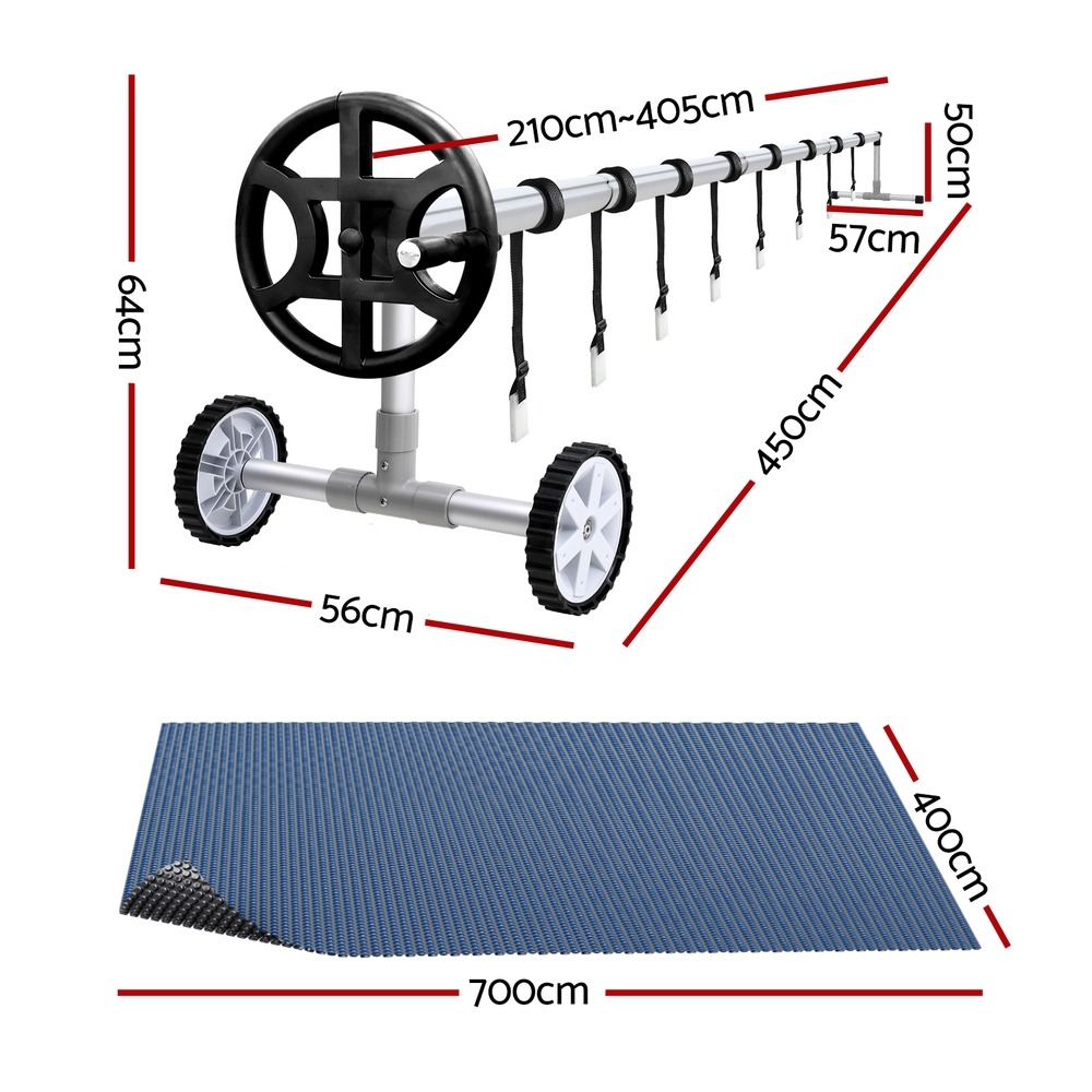 Aqua Buddy 7x4m Pool Cover 600 Micron Black with 4m Roller - Image 2