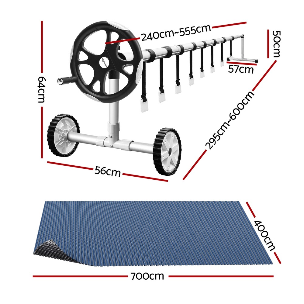 Aqua Buddy 7x4m Pool Cover 600 Micron Black with 5.55m Roller - Image 2