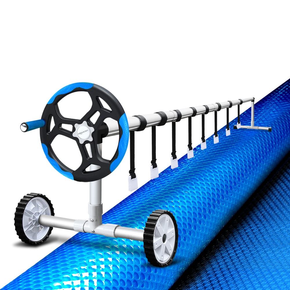 Aqua Buddy 9.5x5m Pool Cover 500 Micron Blue with 5.5m Roller