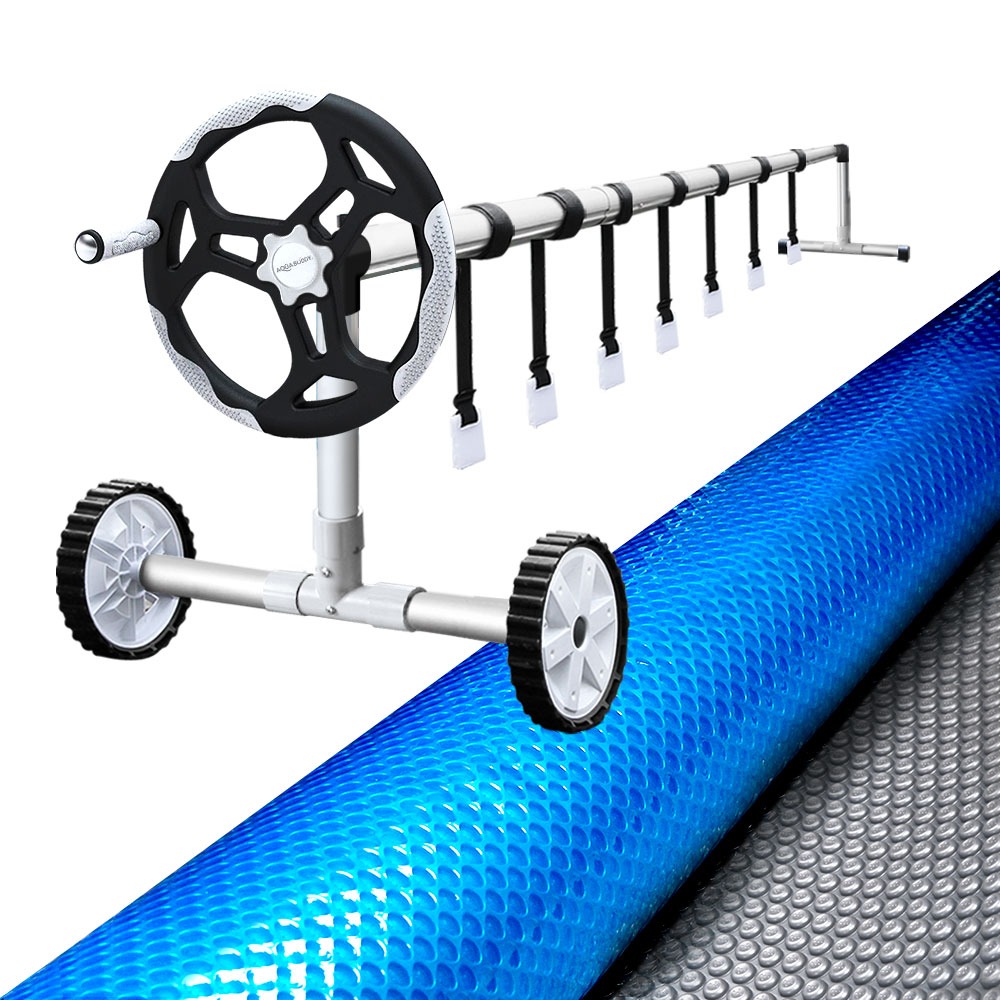 Aqua Buddy 9.5x5m Pool Cover 500 Micron Silver with 5.5m Roller