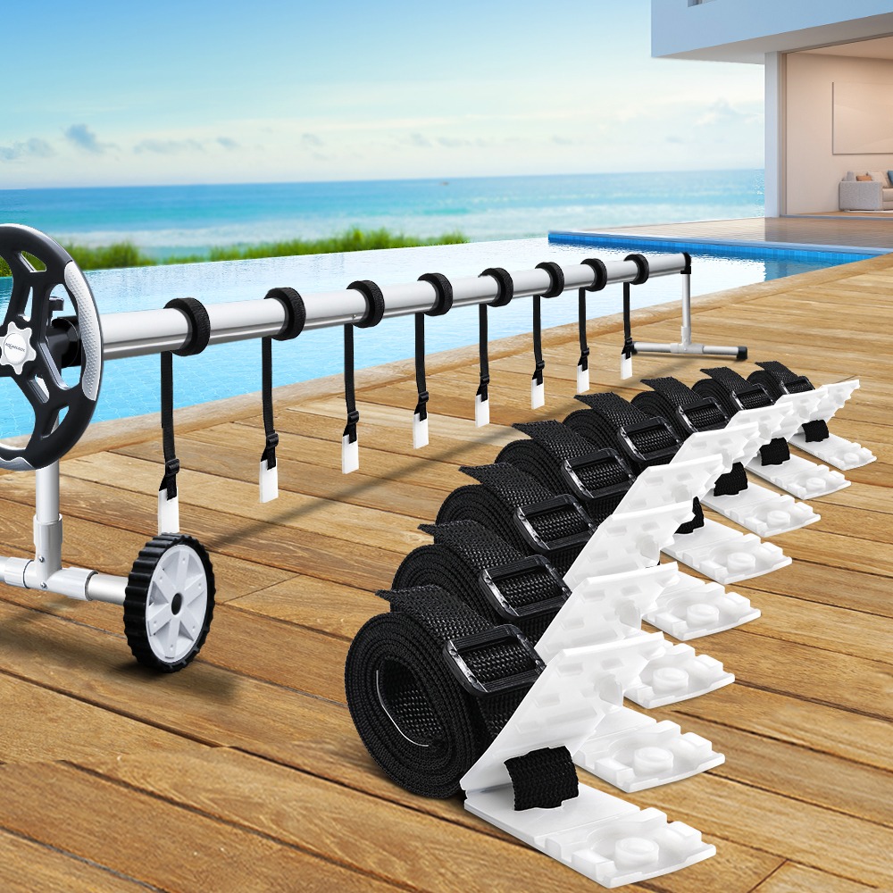 Aqua Buddy Pool Cover Roller Attachment Reel Straps Kit 8PCS