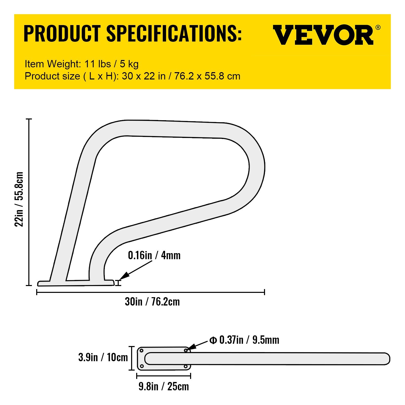 VEVOR Pool Rail 30x22 Stainless Steel Handrail 250LBS Blue Grip - Image 7