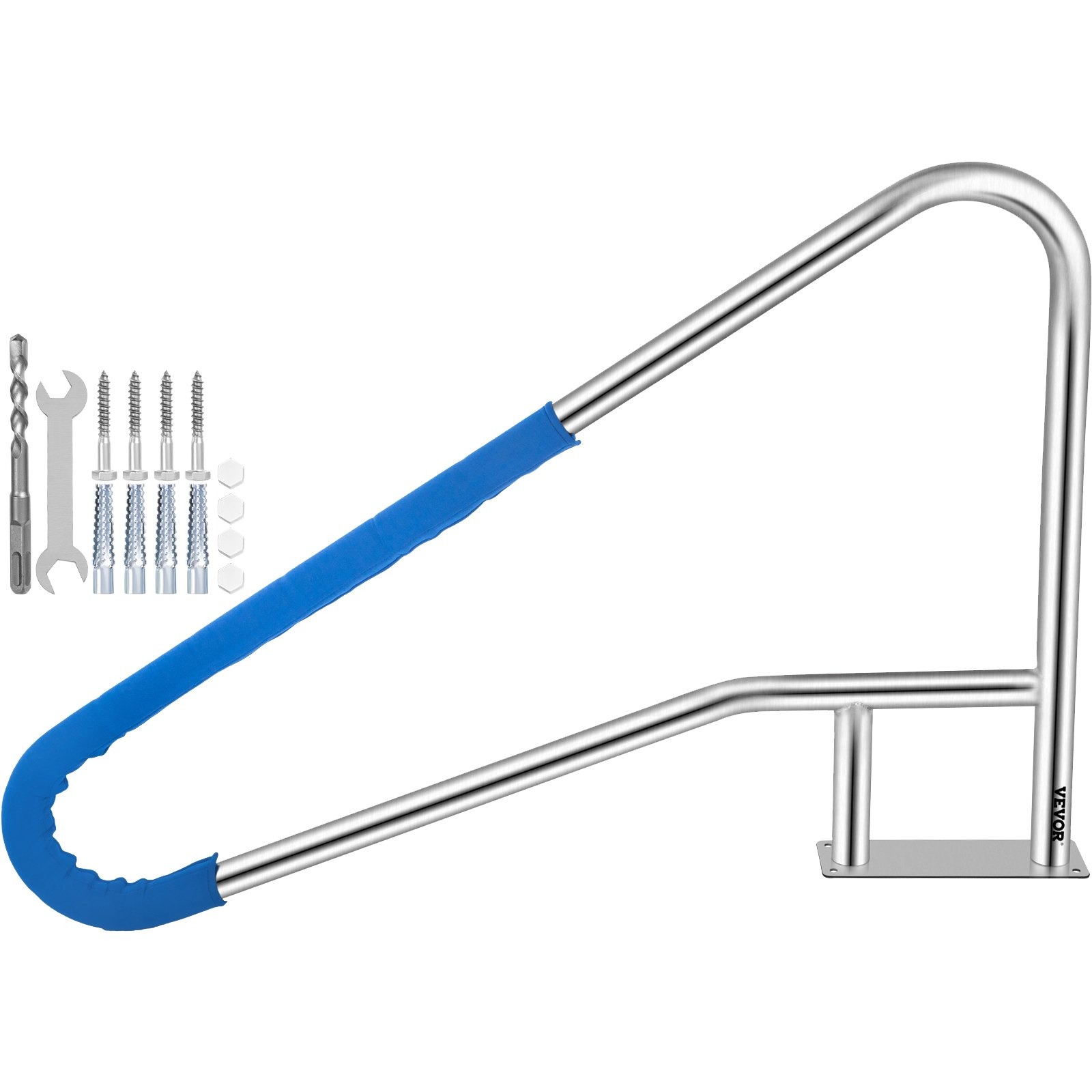 VEVOR Pool Rail 55x32 Stainless Steel Handrail 250LBS Blue Grip