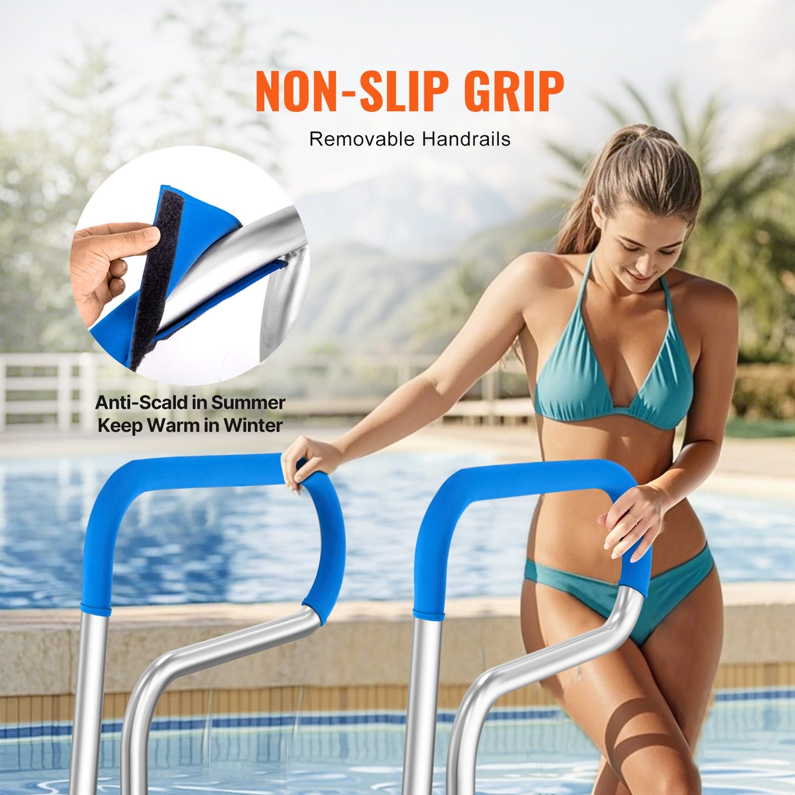 VEVOR Pool Handrail 32x23 Stainless Steel Safety Rail w/ Base Plate - Image 10