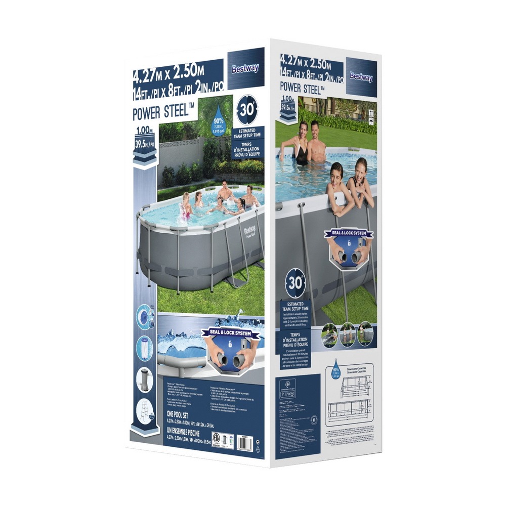 Steel Frame Swimming Pool 427x250x100cm 7250L w/ Pump & Ladder 2006L/H - Image 7