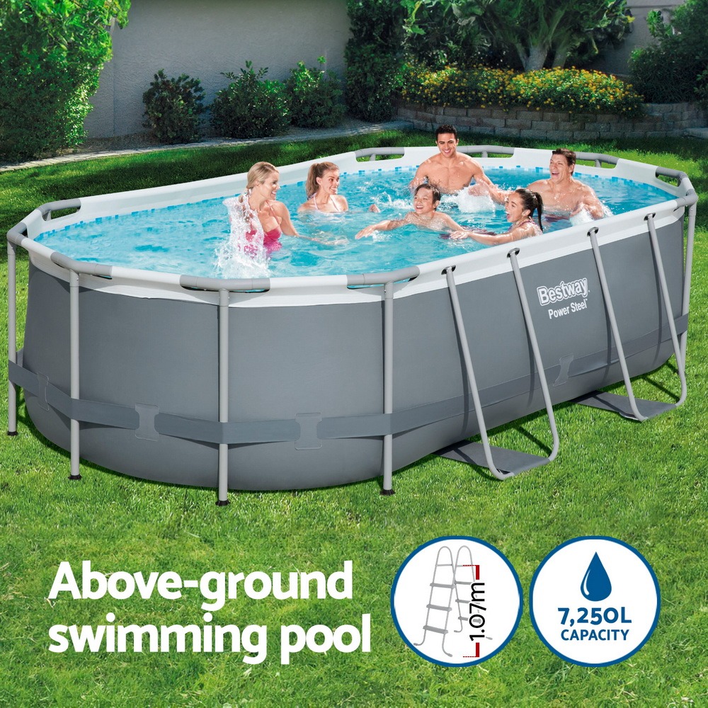 Steel Frame Swimming Pool 427x250x100cm 7250L w/ Pump & Ladder 2006L/H - Image 6