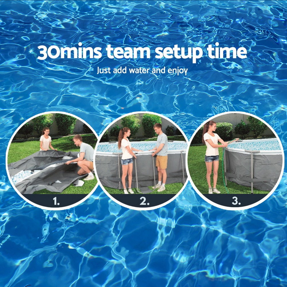 Steel Frame Swimming Pool 427x250x100cm 7250L w/ Pump & Ladder 2006L/H - Image 4
