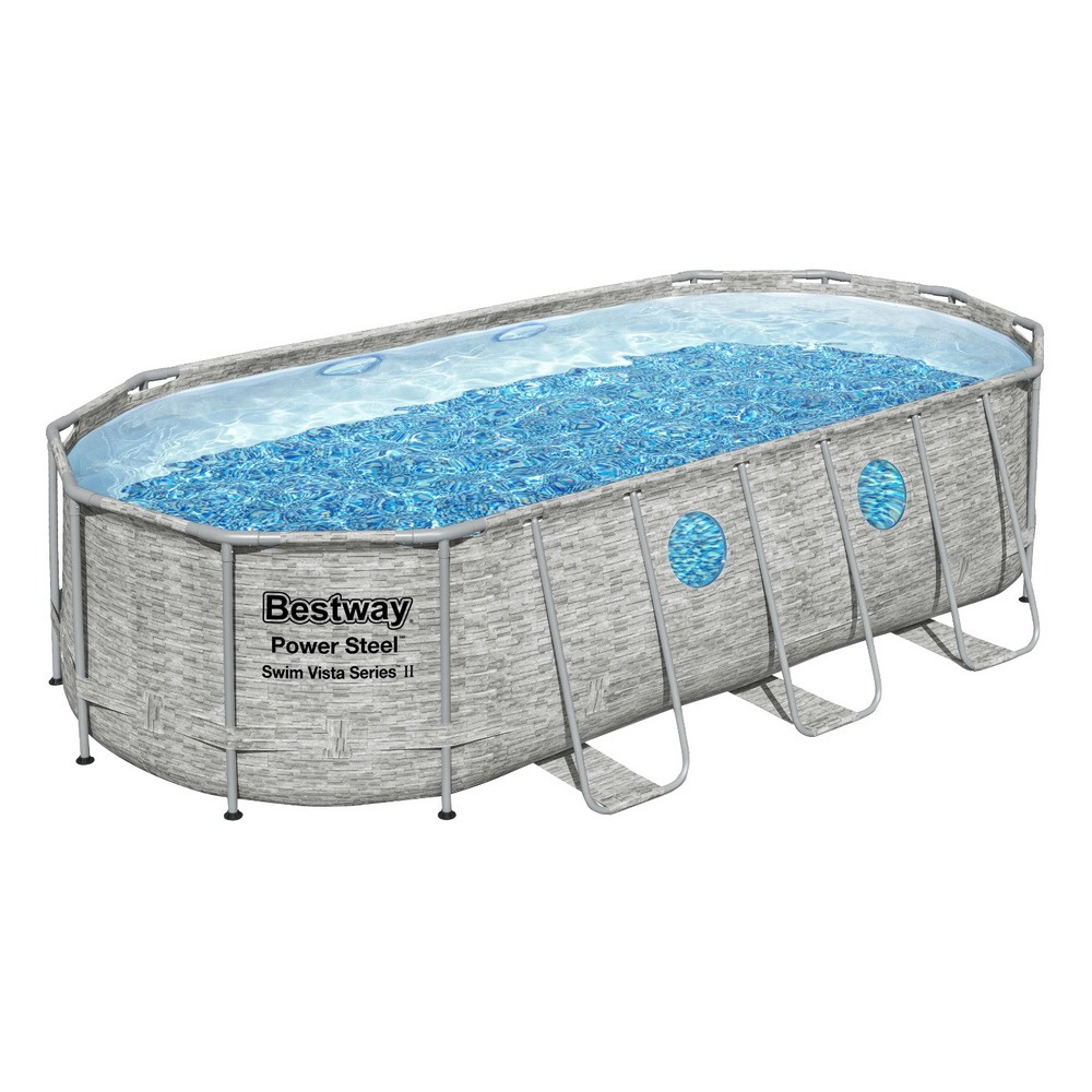 Steel Frame Swimming Pool 549x274x122cm 13430L w/ Pump & Ladder 5678L/H