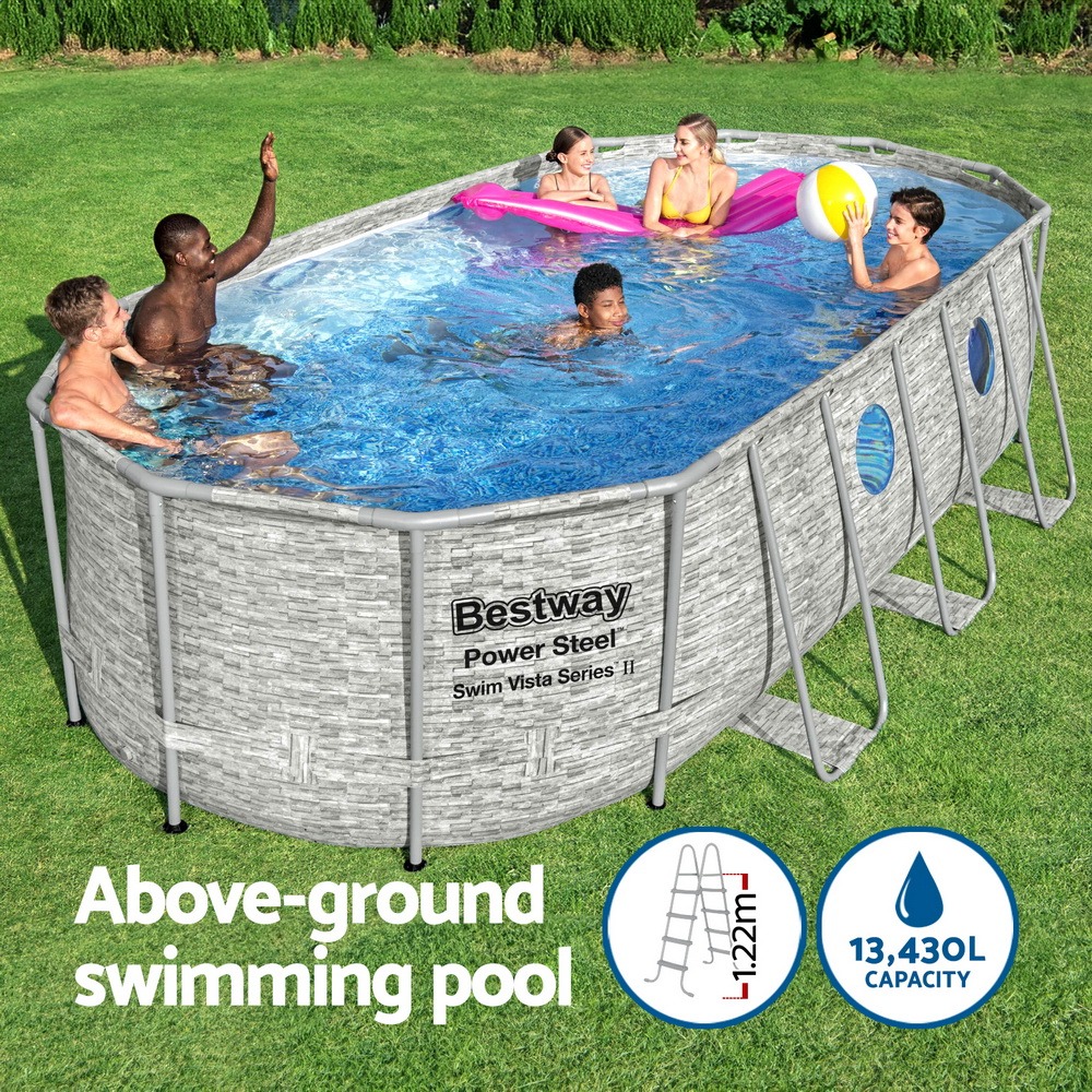 Steel Frame Swimming Pool 549x274x122cm 13430L w/ Pump & Ladder 5678L/H - Image 6