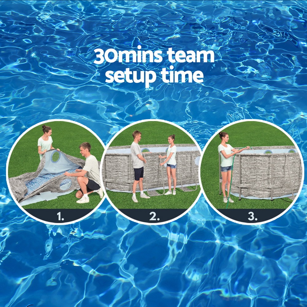 Steel Frame Swimming Pool 549x274x122cm 13430L w/ Pump & Ladder 5678L/H - Image 4