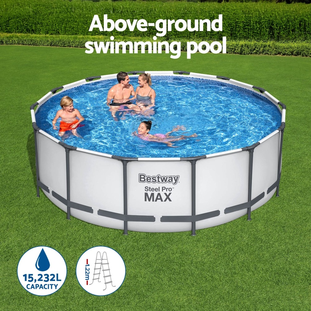 Steel Frame Swimming Pool 427x427x122cm 15232L w/ Pump & Ladder 3028L/H - Image 6