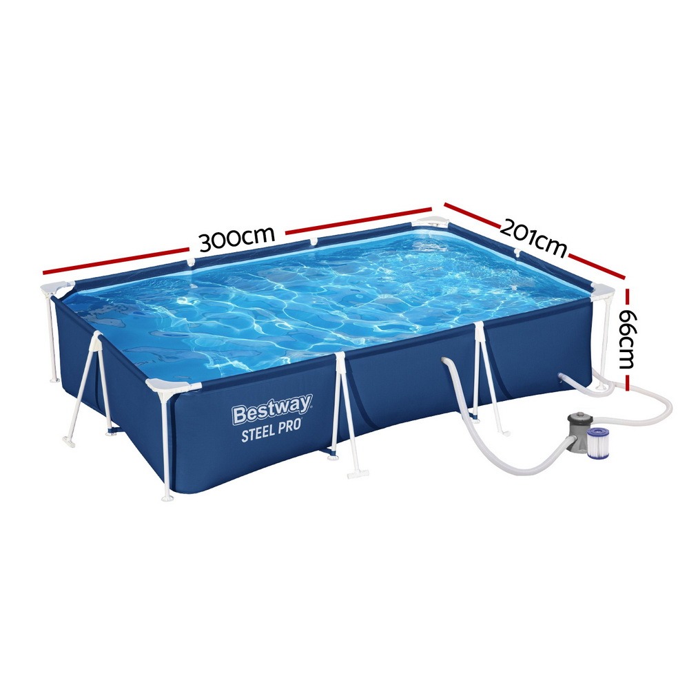 Steel Frame Swimming Pool 282x196x84cm 3662L w/ Pump & Ladder 1249L/H - Image 2