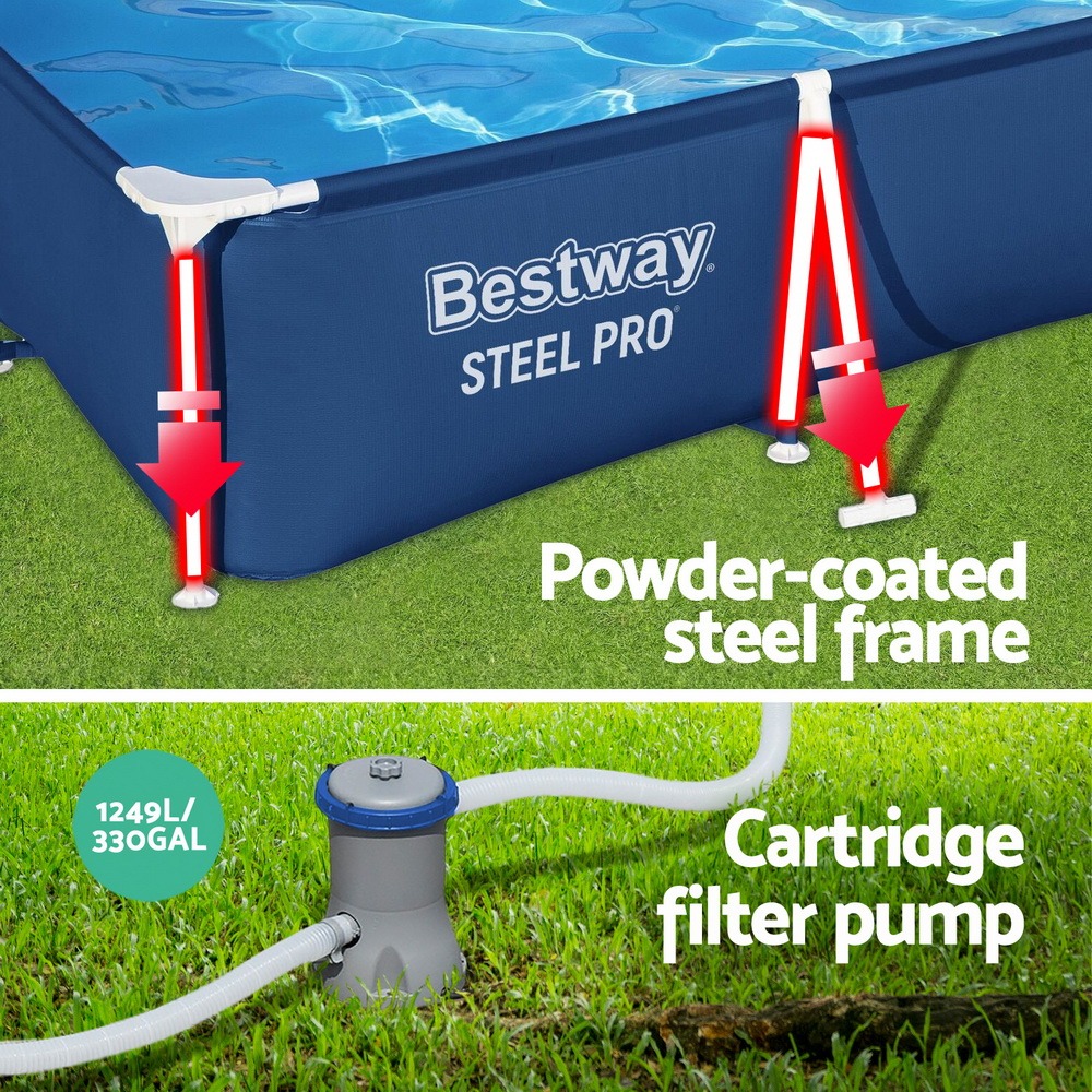 Steel Frame Swimming Pool 282x196x84cm 3662L w/ Pump & Ladder 1249L/H - Image 6