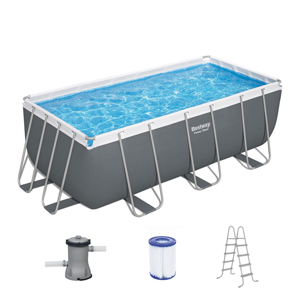 Steel Frame Swimming Pool 400x211x81cm 5700L w/ Pump & Ladder 1249L/H