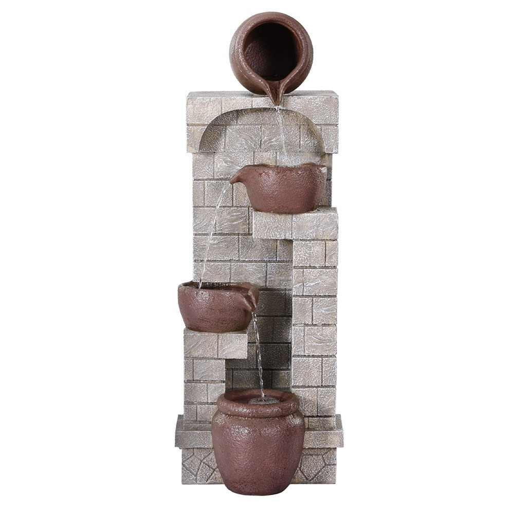 4-Tier Cascading Solar Water Fountain Brown Outdoor/Indoor Pot Feature 100-200L/H Flow - Image 7