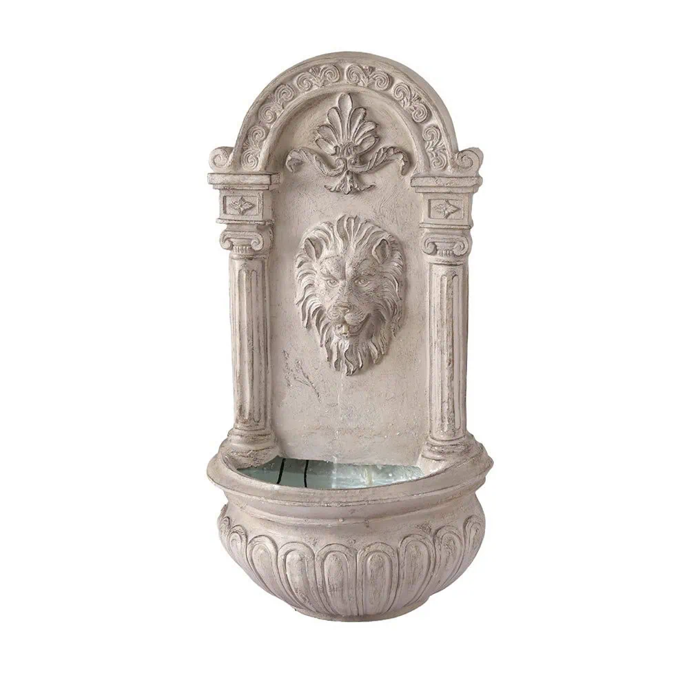 Wall Mount Solar Fountain Water Feature Beige Garden Fountain 200L/H Flow 77CM Lift