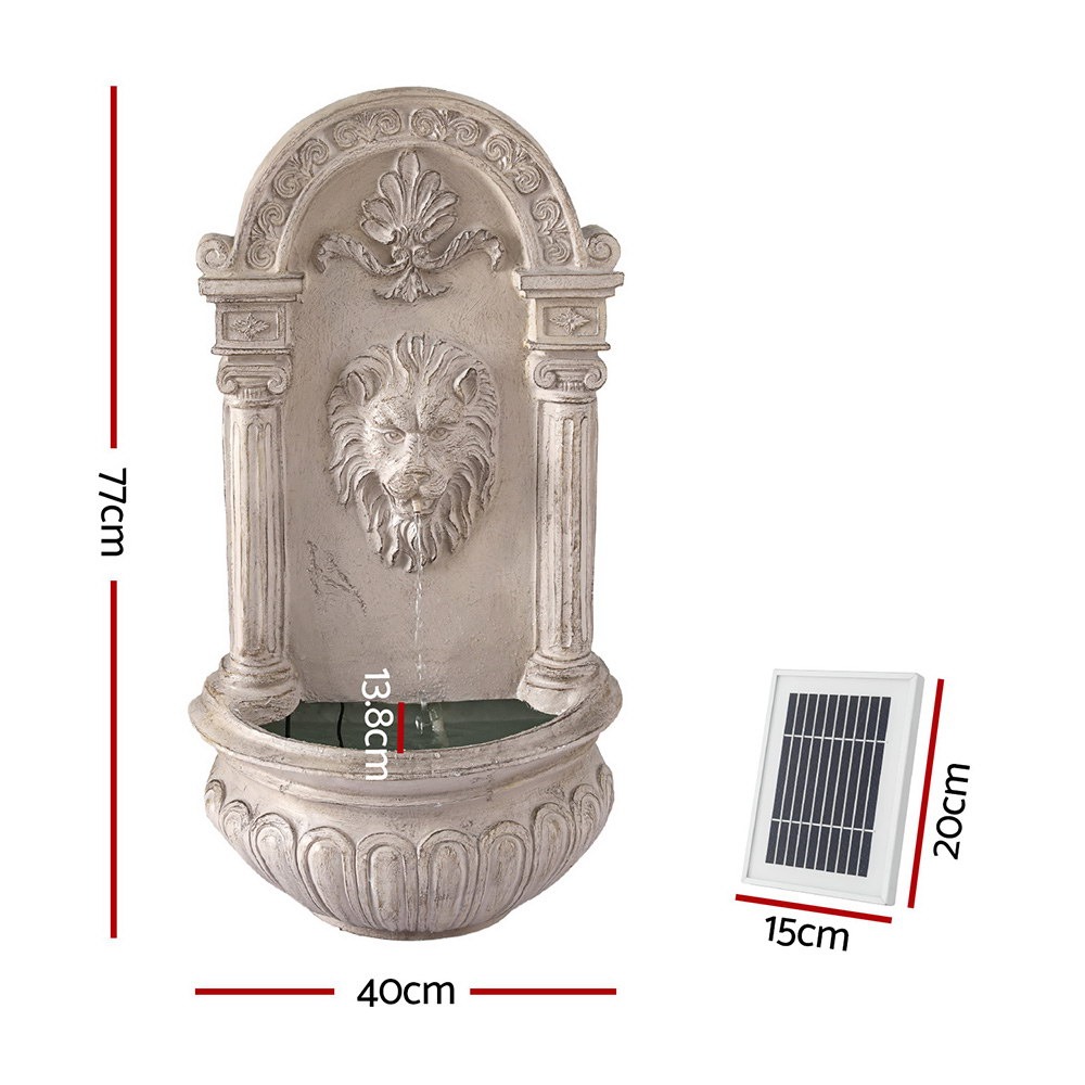 Wall Mount Solar Fountain Water Feature Beige Garden Fountain 200L/H Flow 77CM Lift - Image 2