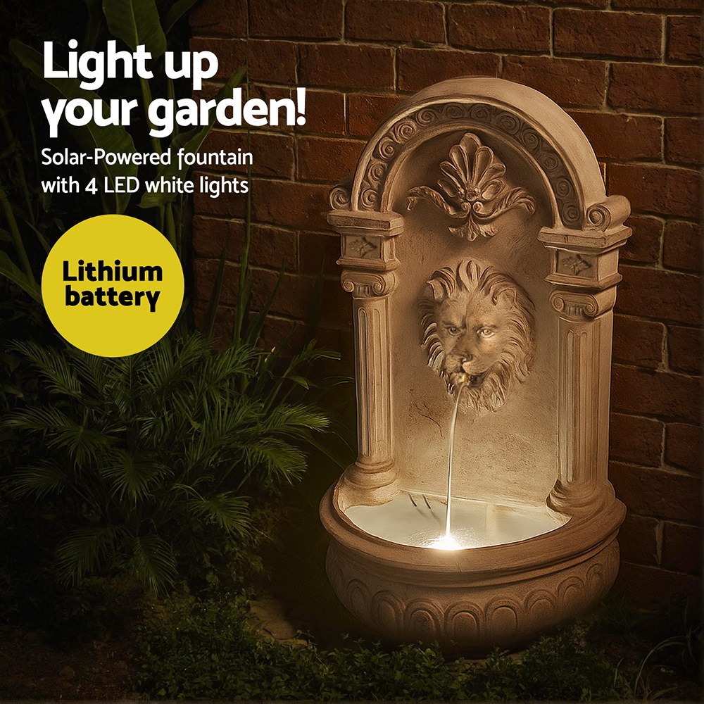 Wall Mount Solar Fountain Water Feature Beige Garden Fountain 200L/H Flow 77CM Lift - Image 4