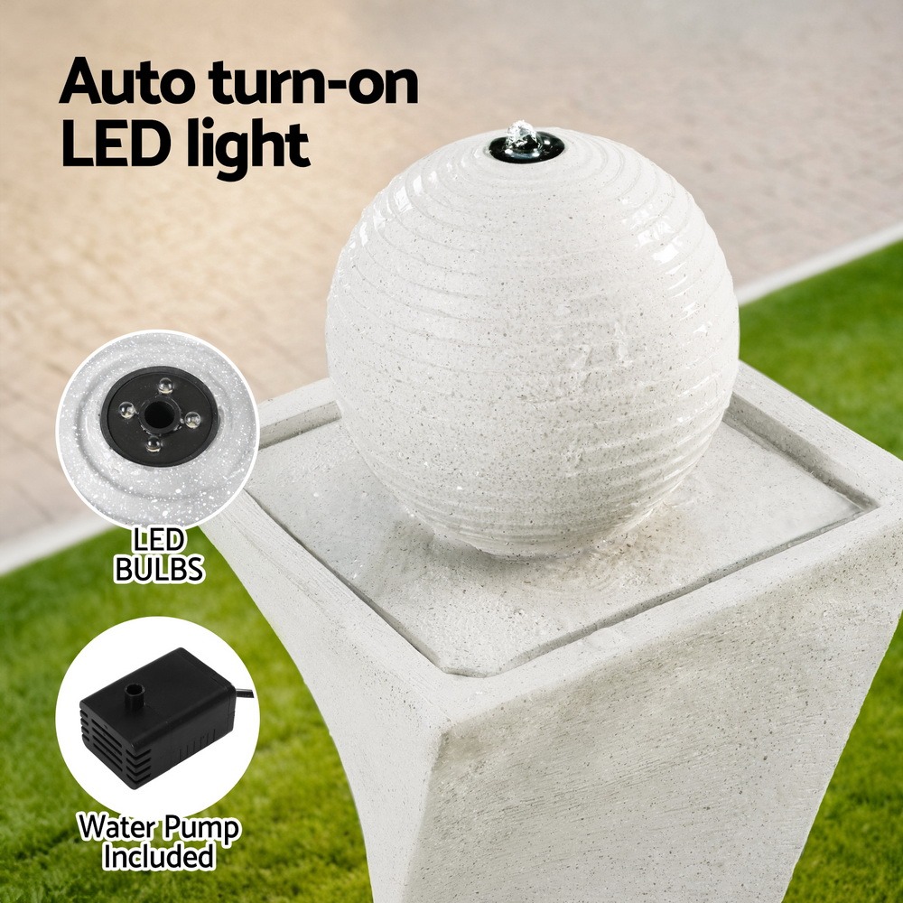 Solar Bird Bath Fountain Outdoor Garden Water Feature with LED Lights & Ball Design 200L/H Flow - Image 4