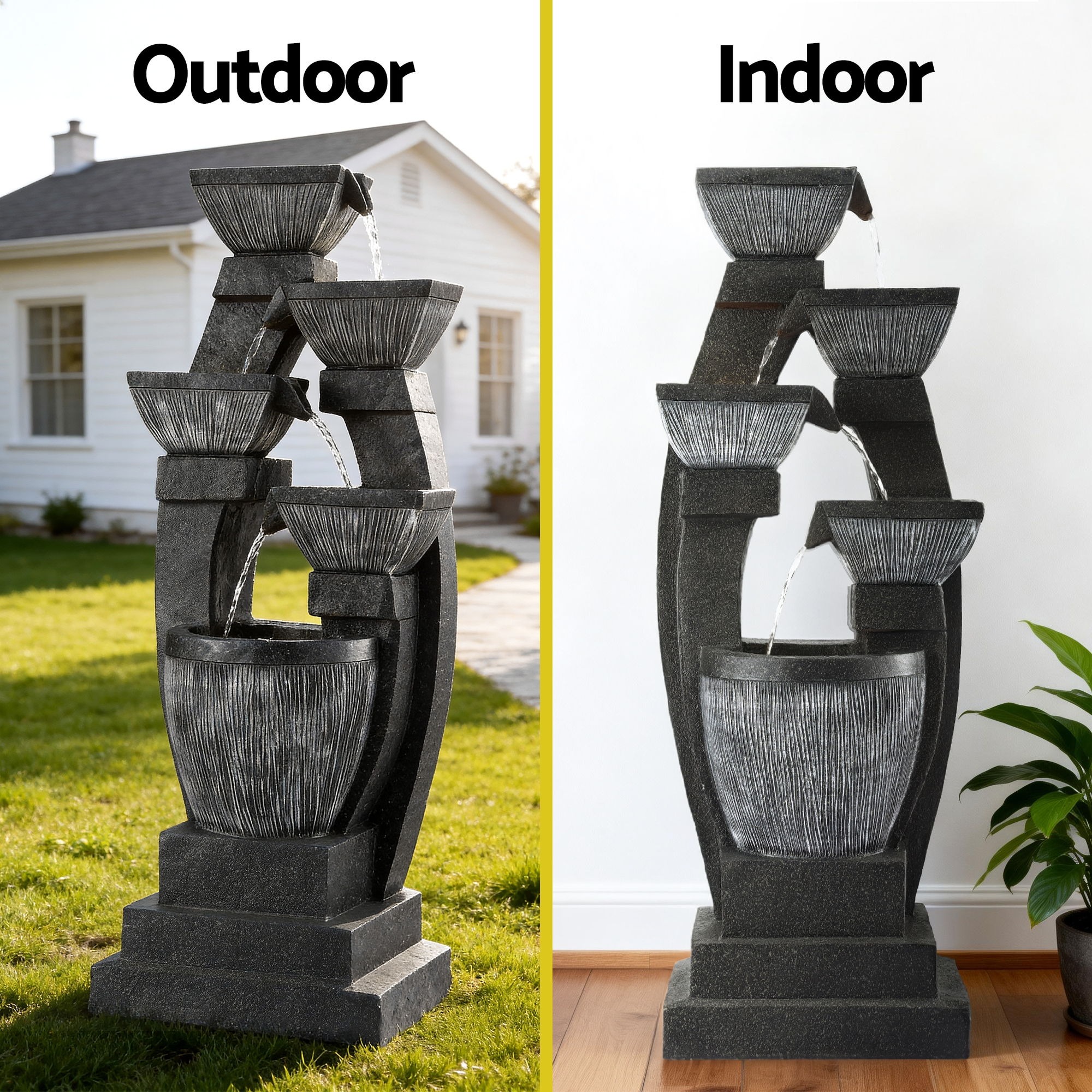 5-Tier Cascading Solar Water Fountain Grey Bowl Design Outdoor/Indoor 350L/H Flow - Image 5