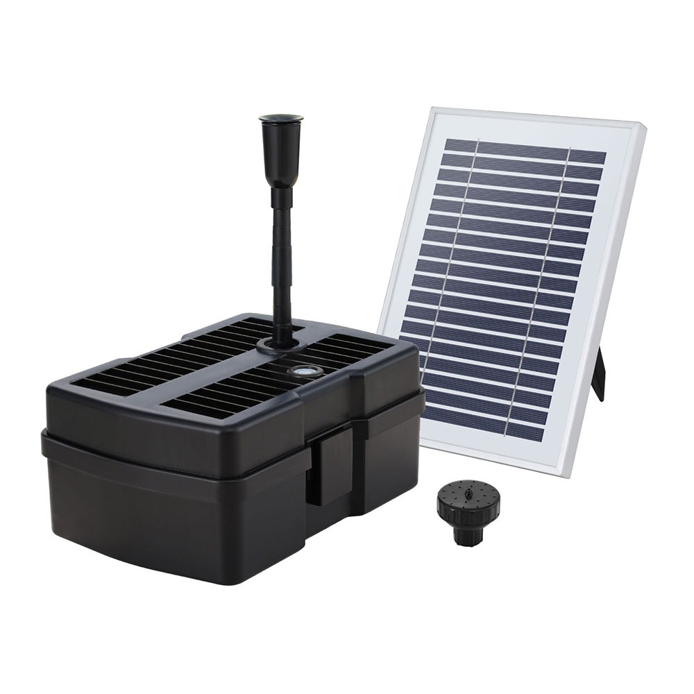 Solar Submersible Pond Fountain Pump with Filter Box 470L/H Flow 4.6FT Lift