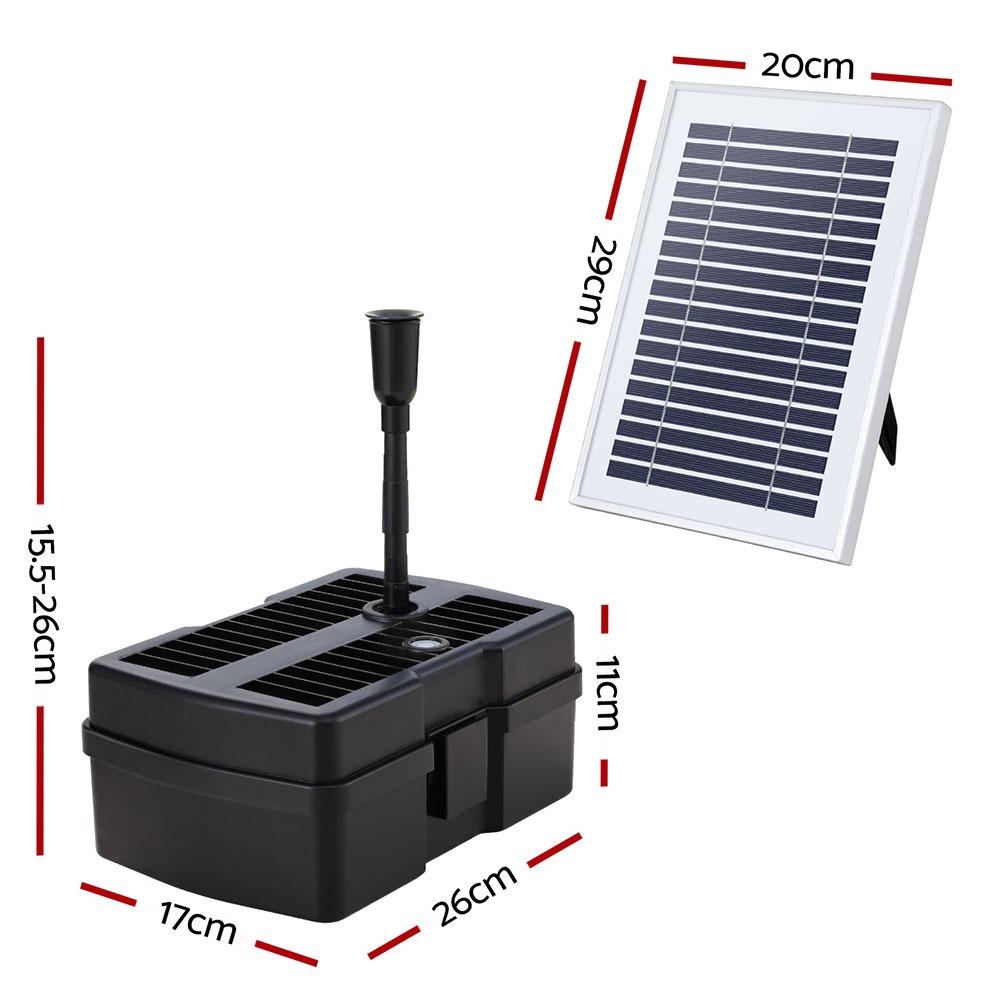Solar Submersible Pond Fountain Pump with Filter Box 470L/H Flow 4.6FT Lift - Image 2