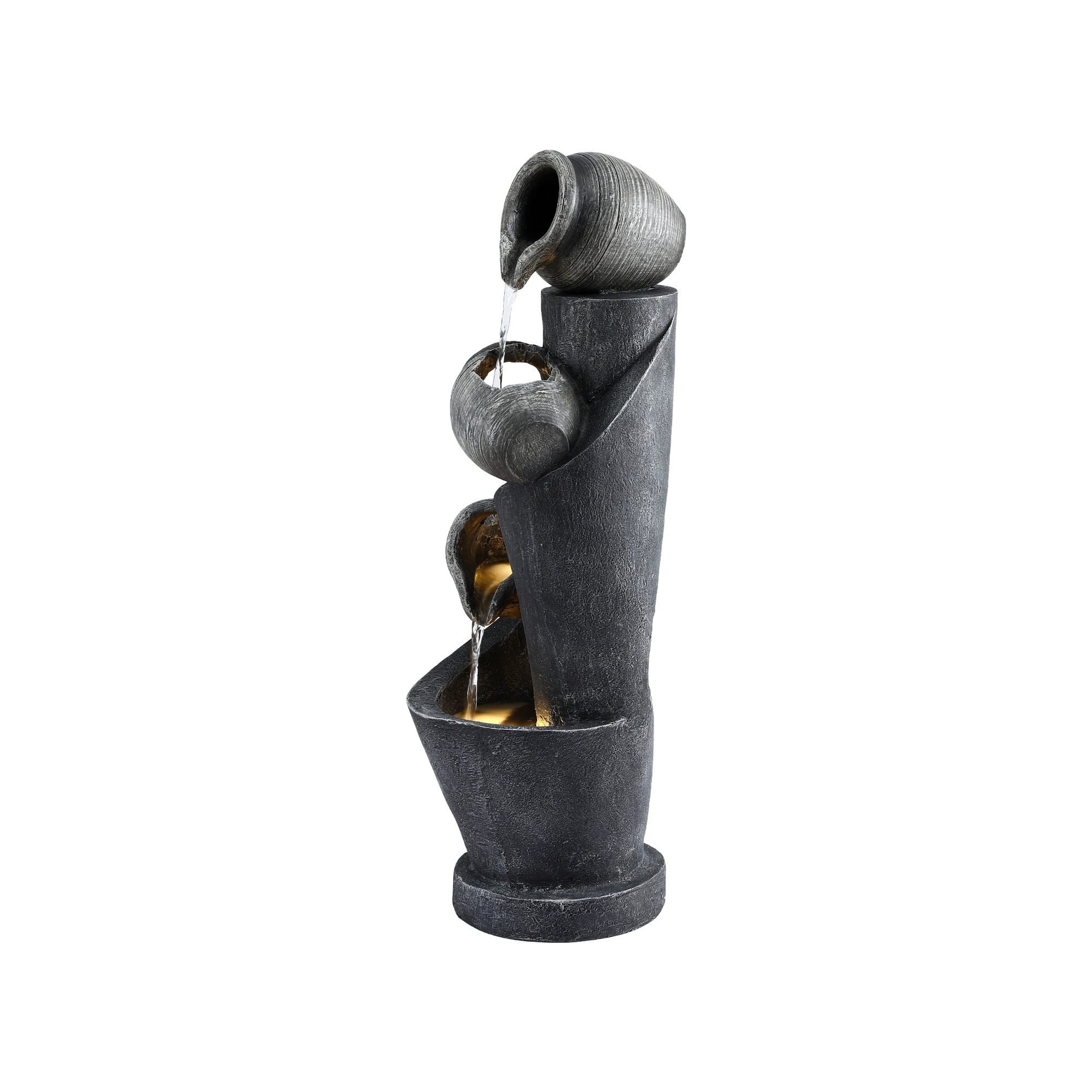 3-Tier Cascading Solar Water Fountain Grey Pot Design with LED Lights 80CM 350L/H Flow - Image 6