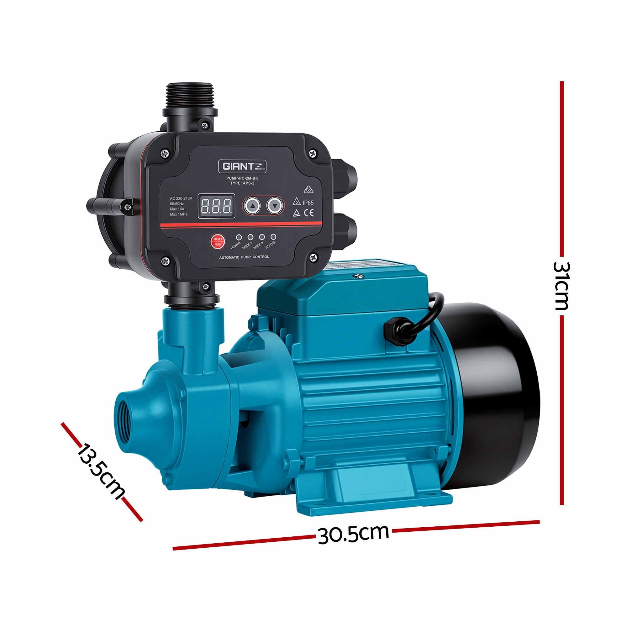 Peripheral Water Pump with Auto Controller Cast Iron Garden & Irrigation Use 1HP 35L/Min Flow 35M Head - Image 2