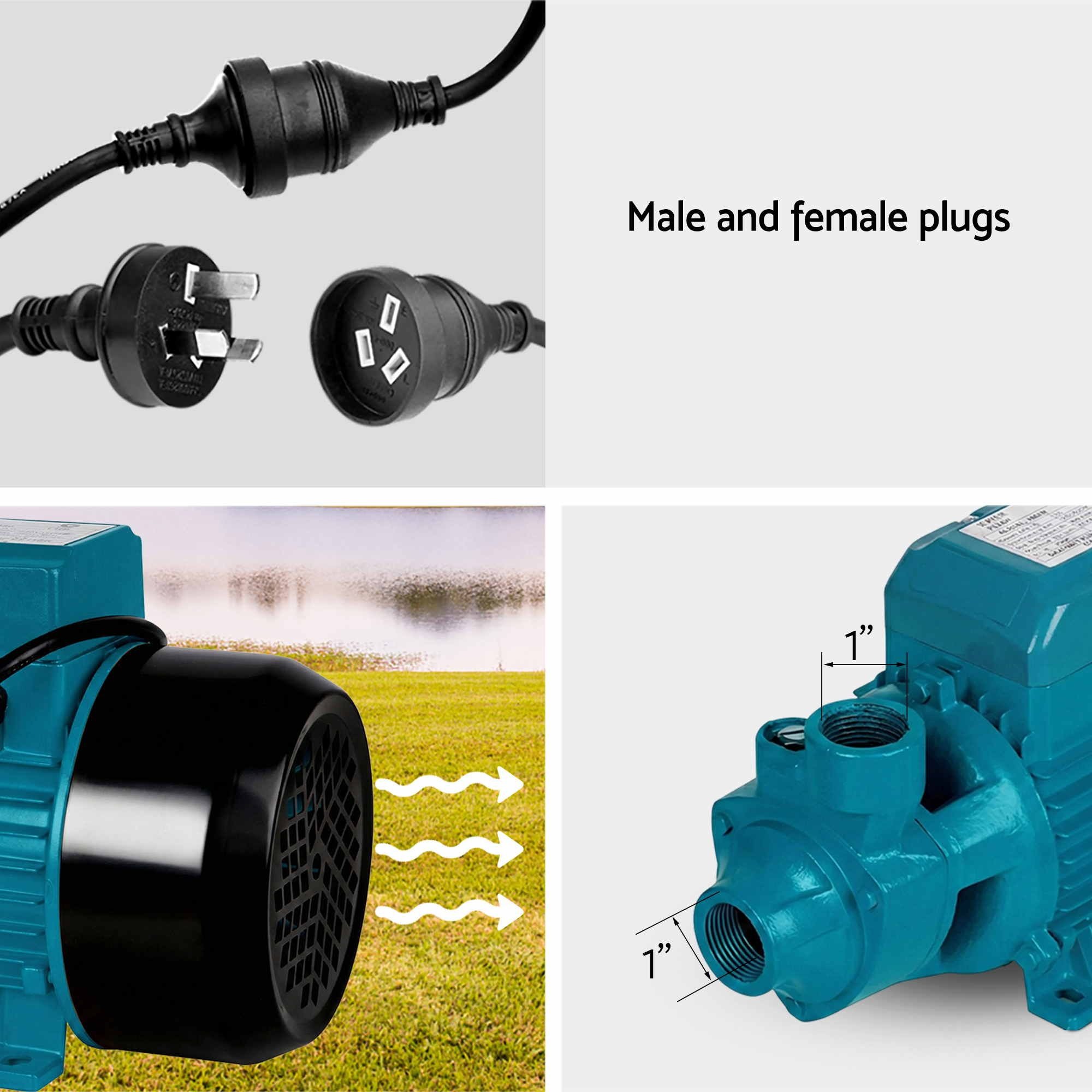 Peripheral Water Pump with Auto Controller Cast Iron Garden & Irrigation Use 1HP 35L/Min Flow 35M Head - Image 5