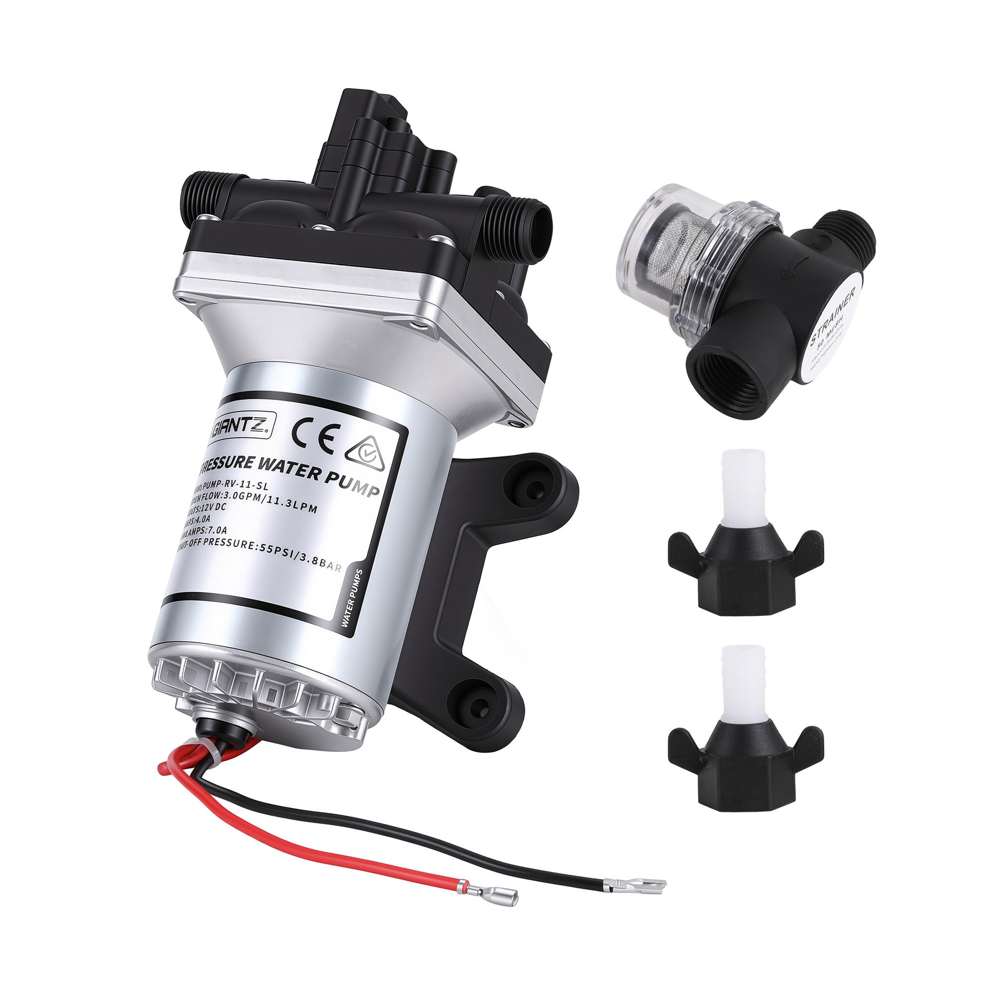 12V High Pressure Self-Priming Water Pump with Auto Switch for RV Caravan & Boat 11.3L/Min Flow