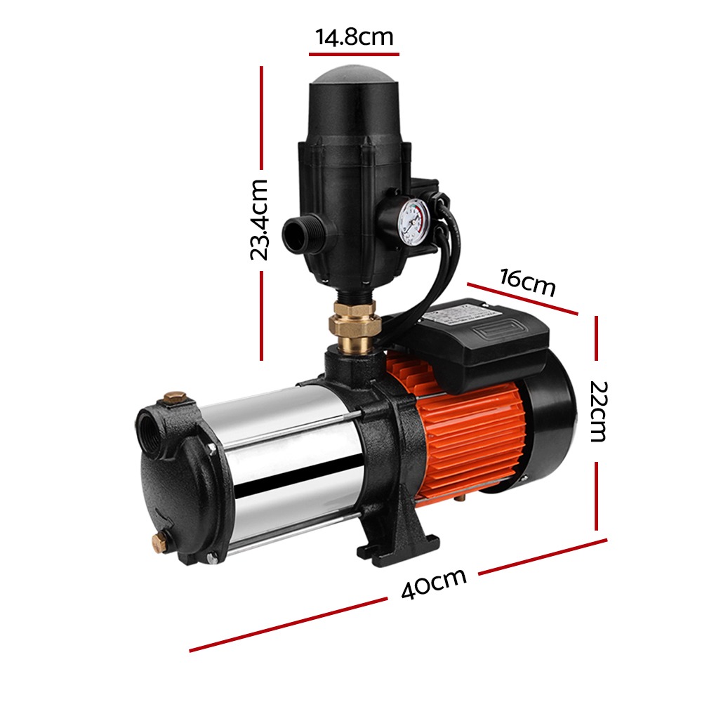 5-Stage Auto Garden Pump Irrigation Booster Home Farm Lawn Black 1800W 12,600L/HR 210L/Min Flow - Image 2