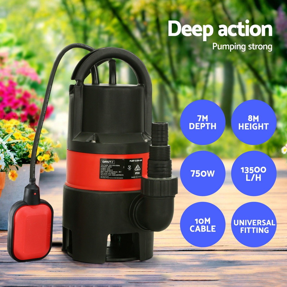 Submersible Water Pump Dirty Clean Water Sump Pool Pond & Flood Use 750W 13,500L/H Flow 8.0M Head - Image 9