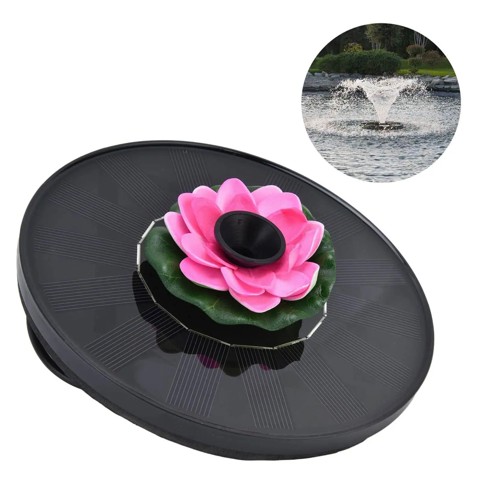 Lotus Solar Floating Fountain Pump with 4 Spray Styles – for Birdbaths, Garden Ponds & Pools 180L/H Flow - Image 6