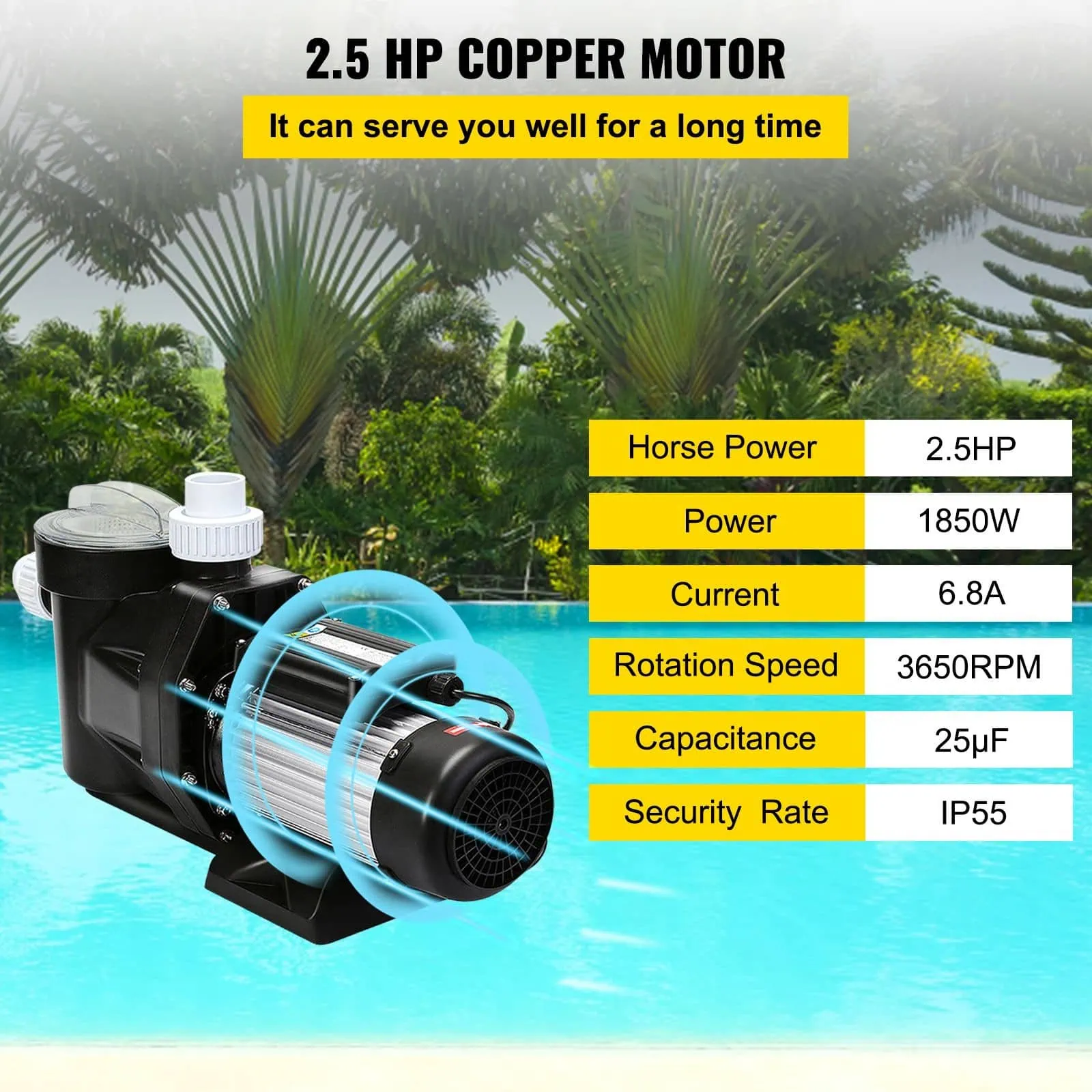 2.5HP 1850W Swimming Pool Filter Pump – 148GPM Single Speed Pump for Above Ground Pools & Spas - Image 12