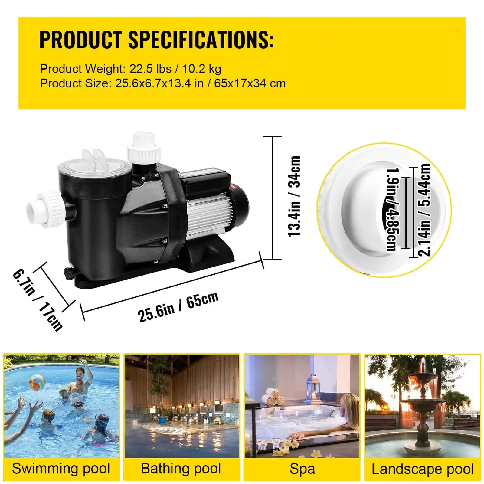 2.5HP 1850W Swimming Pool Filter Pump – 148GPM Single Speed Pump for Above Ground Pools & Spas - Image 8