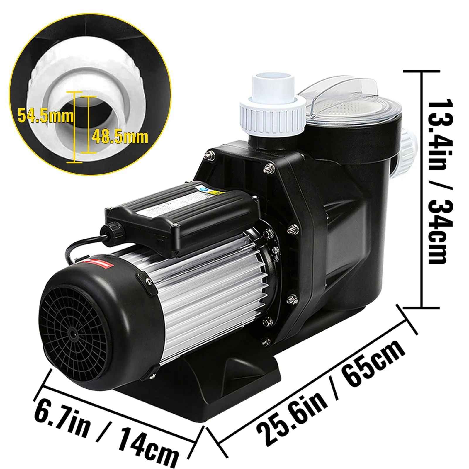 2.5HP 1850W Swimming Pool Filter Pump – 148GPM Single Speed Pump for Above Ground Pools & Spas - Image 7
