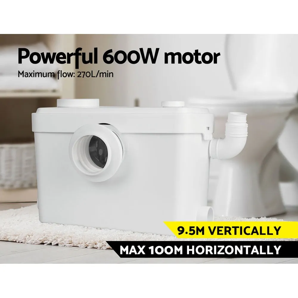 Fully Automatic 600W Macerator Pump Sewerage Toilet Disposal Unit 16,200L/H 9.5m Head - Image 4