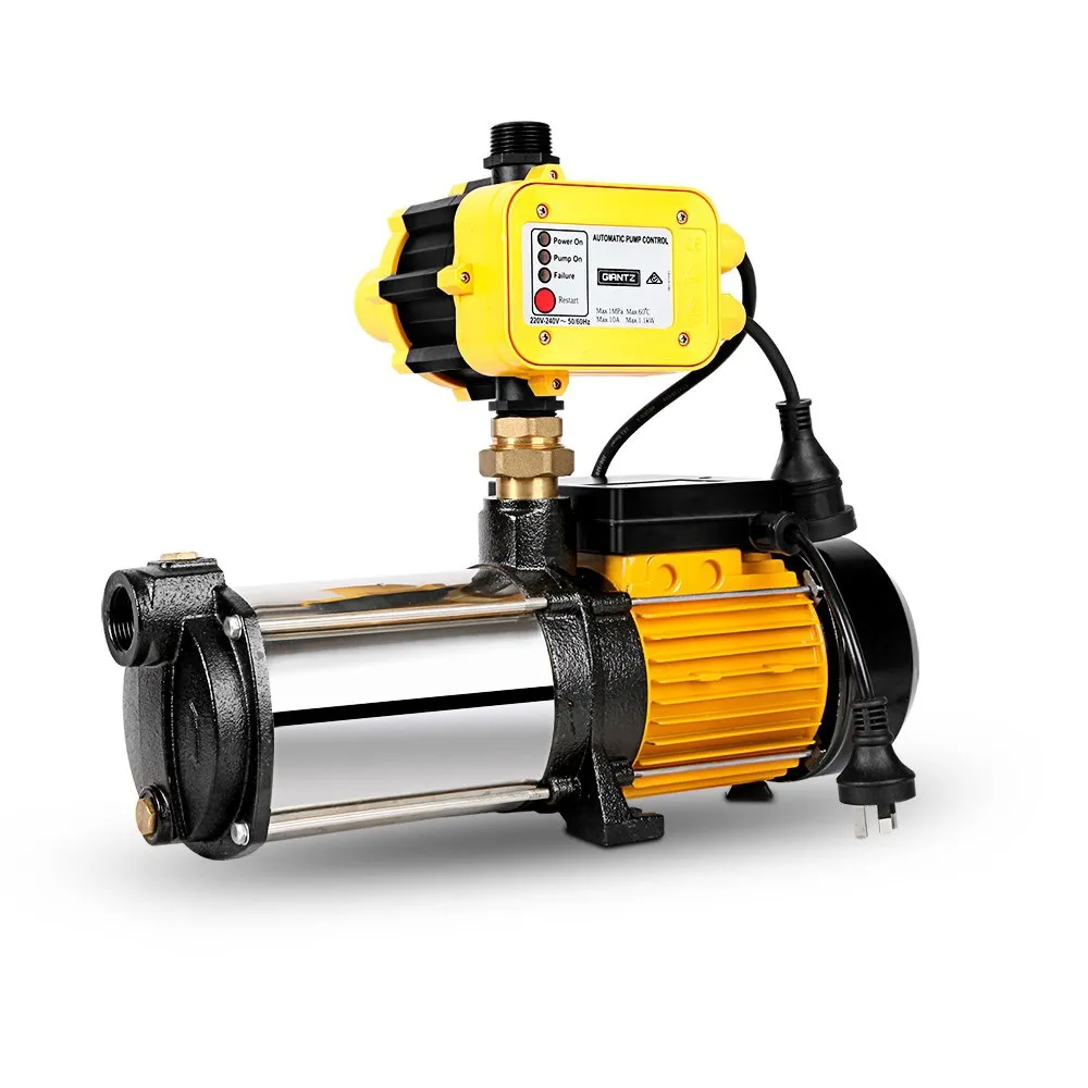 Yellow GIANTZ 5 stage high pressure water pump with stainless steel body and pressure controller