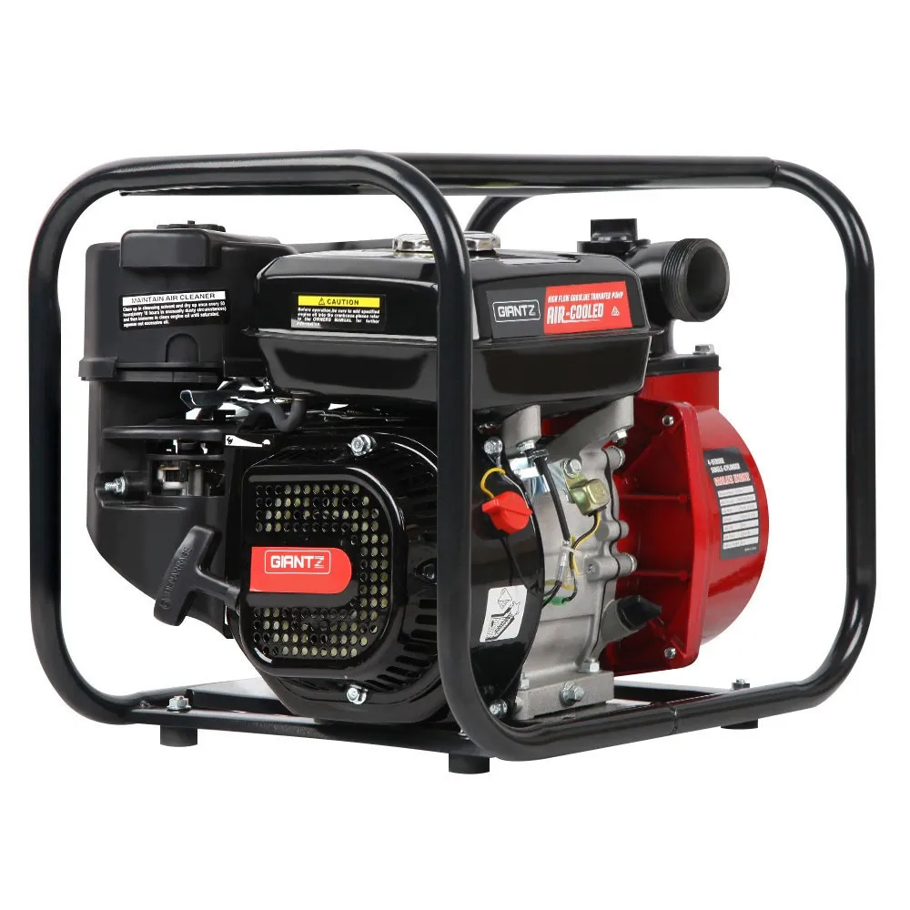 Giantz 2 inch petrol water pump in black and red with 7HP 4-stroke engine and 50mm inlet and outlet