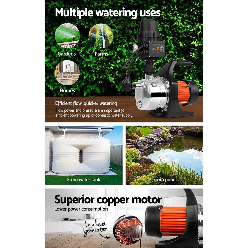 Garden Pump with Controller 800W Max 3,240L/H 40m Head for Rain Tank & Irrigation Black - Image 5